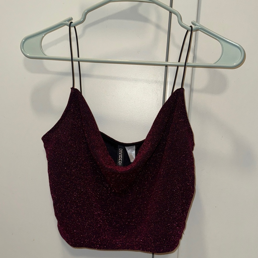 H&M Deep Red Glitter Crop Top